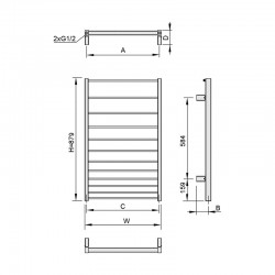 Grzejnik łazienkowy Atut AU (Enix) - rysunek techniczny